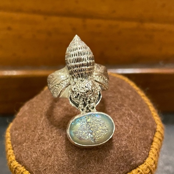 Designer AKR Sterling Silver 925 Druzy Quartz Bumble Bee Ring. Size 6.5 - Picture 7 of 11